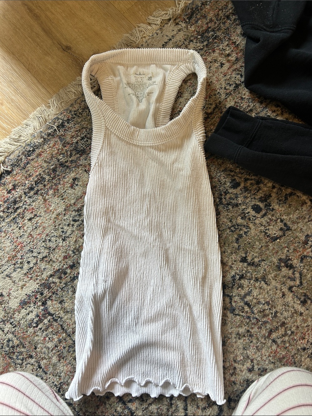 Ribbed Cream Racerback Tank Top